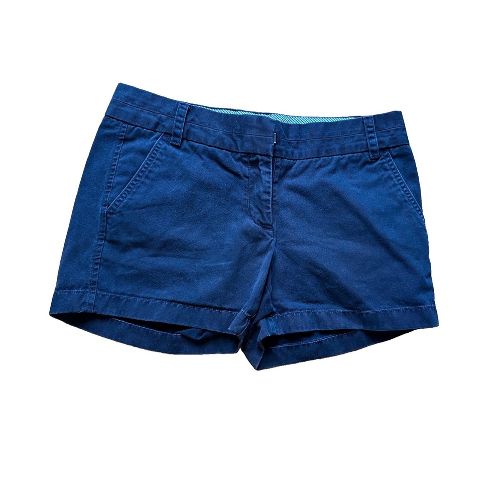 J.Crew Preppy Chino Shorts Womens Size 2 Navy Blue Mid Rise Cotton Casual